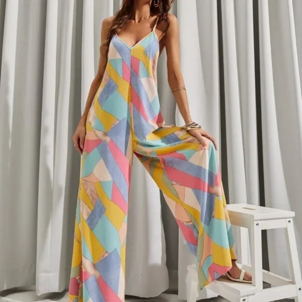 Luukse Colorful Geometric Jumpsuit